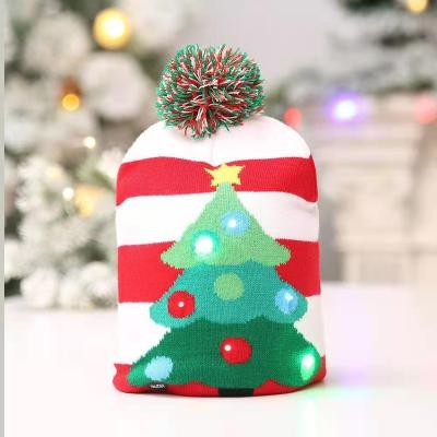 China Colorful Luminous Knitted High-Grade Christmas Hat Adult Children Knitted Christmas Hat Snowman Christmas Decorations for sale