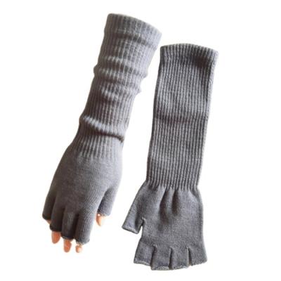 China Plain Factory Direct Fashion Hot Sleeve Knitted Long Fingerless Gloves for sale