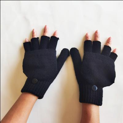 China Non-slip Knitting Gloves Half Open Finger Flip Half Finger Gloves Students Warm Cold Proof Adult Eco-friendly Winter for sale