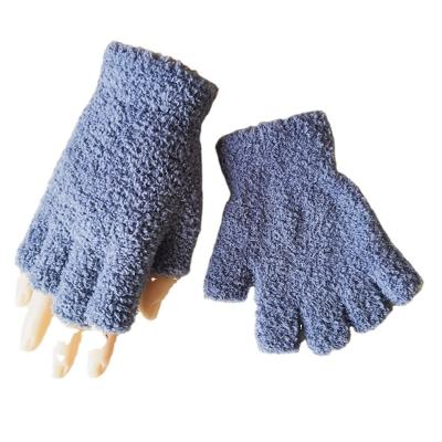 China Women's Winter Coral Fleece Thick Warm Knitted Soft Half Finger Half Finger Gloves for sale