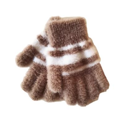 China Mink Fur Five-Finger Children Gloves soft warm knitted gloves in winter for sale