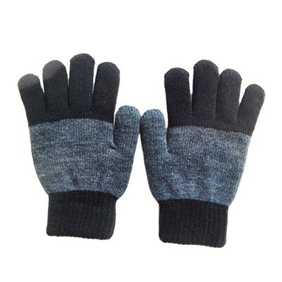 China Winter Striped Double Knitted Gloves Soft Finger Windproof Gloves for sale