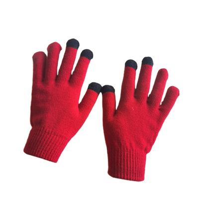 China Touchscreen Pure Color Winter Soft Touch Screen Wool Knitted Hands Gloves Warm Wear Feature Windproof Stretchy Warm Mittens for sale