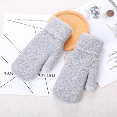 China Eco-friendly High Quality Warm Winter Double Touch Screen Gloves Ladies Plus Velvet Padded Bag Refers To Knitted Recycling Gloves for sale