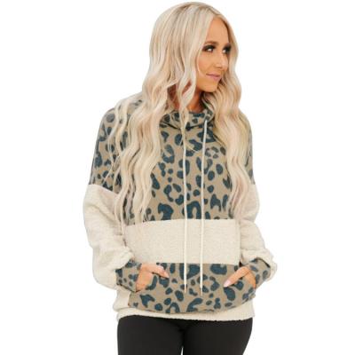 China Anti-wrinkle Pullover Gray Full FLEECE Leopard Loose Women With Pattern Shorts Sweatshirt for sale