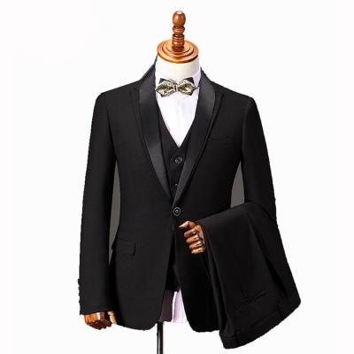 China Fashion Business Casual Anti-Shrink Men Full Suits Groom Formal Wedding 3 Piece Suits Set (Jacket+Pants+Vest) Male Blazer Slim Fit for sale