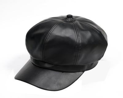 China COMMON high quality leather checked and plain dyed 8 panel beret hat for sale