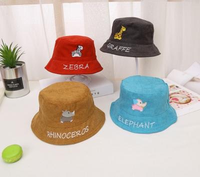 China Custom Kids Cartoon Logo Cotton Fisherman Sun Hats Cute Animal Bucket Hats Striped for sale