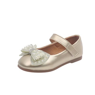 China Other Factory Customized Leather Bowknot Pearl Girls' Shoes for sale