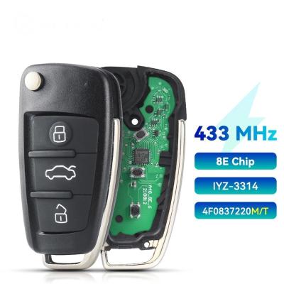 China Plastic Car 4F0837220T ID IYZ 3314 4F0837220M Chip A6 S6 Q7 ABS AUDI 8E Remote Key 2004-2015 for sale