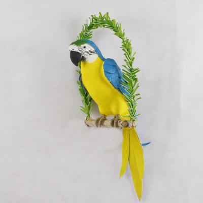 China Hand Made Factory Sells Tropical Animal Bird Easter Decorated Moss Parrot Red Yellow Macaw for sale