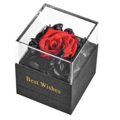 China Durable Preserved Real Handmade Preserved Roses Eternal Rose Jewelry Box With Heart Love You Necklace Gift for sale