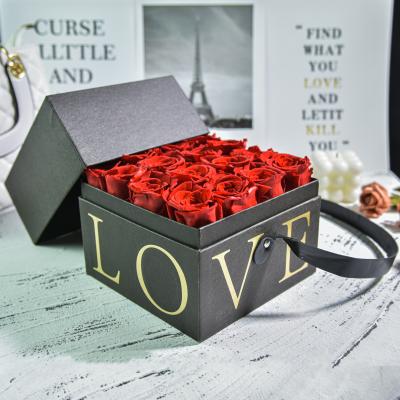 China Durable wholesale handmade DIY preserved forever flower box to stabilize eternal roses preserved flower valentine gifts rose flower for sale