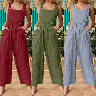 China Fashion Breathable Design Sexy Solid Color Shoulder Pants Women Plus Size Overalls Casual Wear Clothing Woman Spring Printed Simple for sale