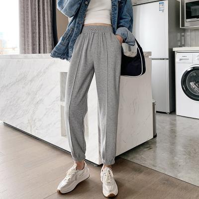 China 2021 QUICK DRY spring and autumn new high-waisted and loose gray sweatpants and casual pants women jogging pants for sale