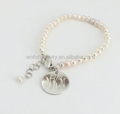 China Fashion Personalized Imitation Pearl Monogram Pearl Baby Bracelet for sale