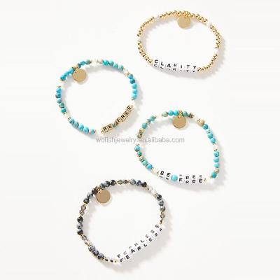 China TRENDY Custom Design BE KIND Little Alphabet Words Project Clarity Beaded Motivational Bracelets for sale