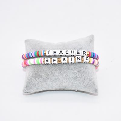 China BOHEMIA Personalization Acrylic Letter Spacers Polymer Clay Alphabet Bead Teacher Bracelet for sale