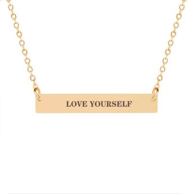 China Religious Custom Personalized Brass Name Plated Bar Necklace You Are My Sunshine for sale