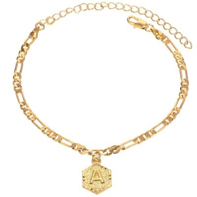 China CLASSIQUE classic gold anklet with initial a letter for women for sale