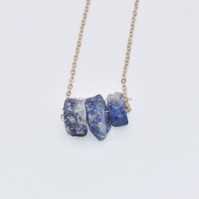 China CLASSIC natural triple raw stone lazulite necklace druzy crystal pendant healring Crystal Jewelry for sale