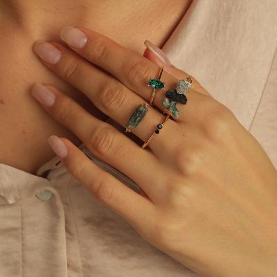 China Environmental Friendly Most Popular Products Brass Natural Stone Rings Set Jewelry Women Gifts for sale