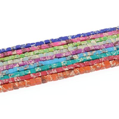 China FASHIONABLE 4*4mm Square Stone Beads Natural Stones DIY Bracelets Natural Stone Beads for sale