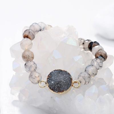 China FASHIONABLE Druzy Bracelet Stack Druzy Gifts For Woman Boho Natural Stone Beaded Bracelet Stack for sale