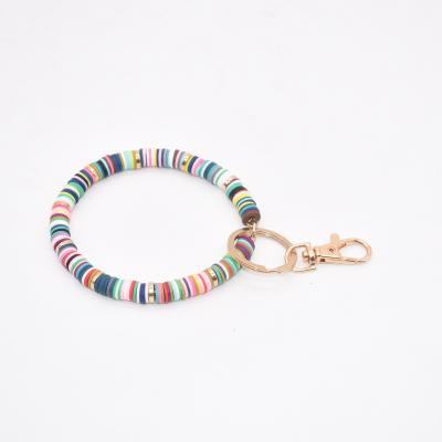 China Fasion Boho Large Lobster Calsp 8mm Multi Colors Polymer Clay Disc Head Big Ring Bracelet Spacers Beaded Bracelet Key Chain for sale