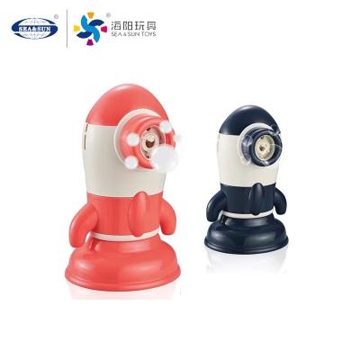 China New Product Two Colors Plastic Aviation Rocket Shape Smoke Bubble Machine Toy for sale