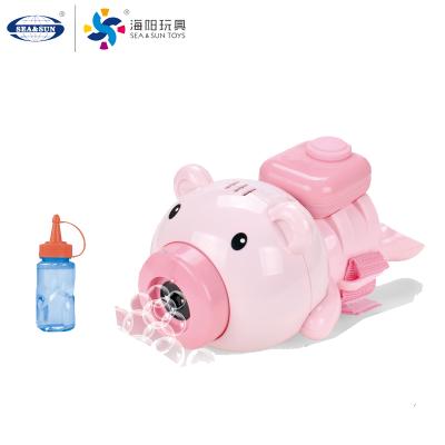 China Plastic Children's Outdoor Toys Light Music Electric Watch Bubble Flying Pig Toy for sale