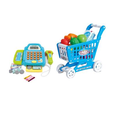 China Kids Supermarket Pretend Play Shopping Cart Toys Cash Register Toy 85*33*89cm for sale