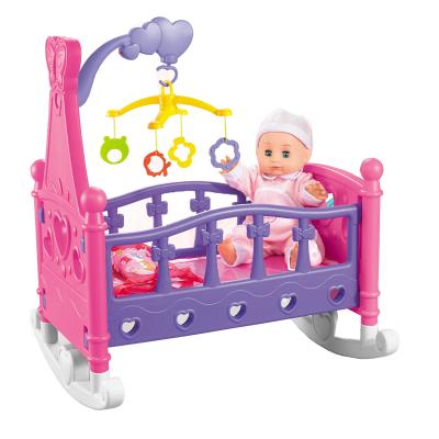 China Hot Selling Plastic Pretend Rocking Bed Baby - Doll With Music for sale