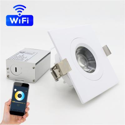 China WIFI CONTROL RENOTE BY APP WIFI Smart Remote Control 3 INCH 8w Square Recessed CCT Dimmable Adjustable Led Downlight for sale