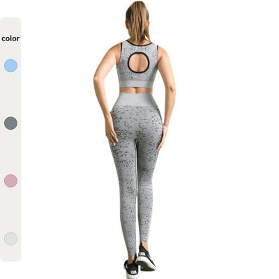 China Breathable Women Sport Bra Fitness Legging Suit Polka Dot Pattern Top Top Gradually With Crack! crack! the butt yoga gaiter set for sale