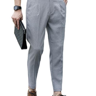 China Wholesale Good Quality Flat Elastic Waist Lightweight Men's Formal Pants Trousers Casual Plaid for sale