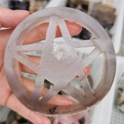 China China Agate Five Star Treble Handcrafted Ornaments Pure Natural Crystal Agate Hand Carved Ornaments for sale