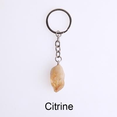 China China Wholesale Natural Irregular Key Ring Key Chain Jewelry Raw Crystals Healing Stones Gem Stone Quartz Key Chain For Bag Car Charms for sale