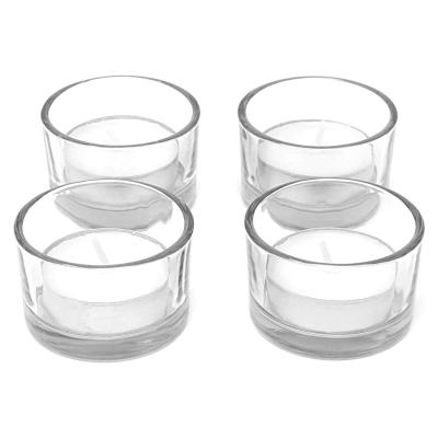 China 12pcs Glass Votive Candle Holders Tea Light Empty Clear Glass Container Candle Food Safe Set for sale