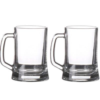 China Eco-Friendly Glass Beer Mugs Handles Beer Stoneware Beer Mugs Handle 14oz Drinking Glass Beer Mug for sale