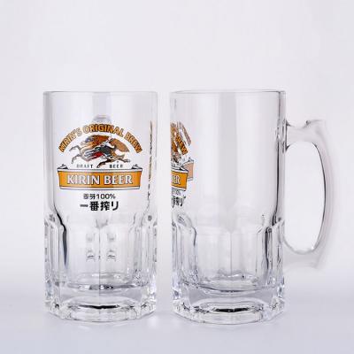 China Viable barware 1liter beer mug drinking glass beer stoneware stein mug mugs 1L handle beer mug for sale