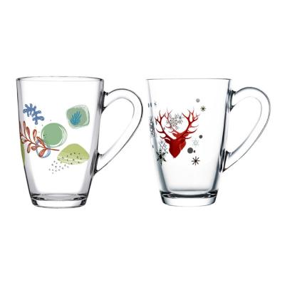 China Coffee Cups Stored Heating Tempered Glass To Handle Promotion Glass Custom Cappuccino Gift Cup Glass Mug for sale