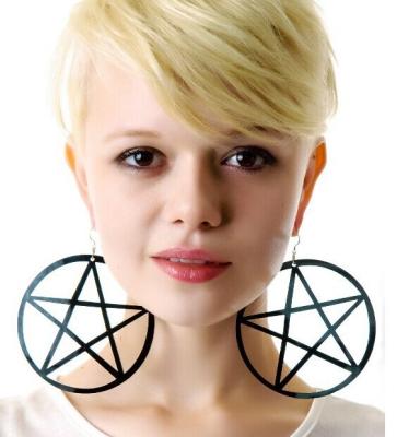 China Large Hip-Hop Five-pointed Hollow-out Star Acrylic Oversized Big Earring Club Earrings Shape Earrings for sale