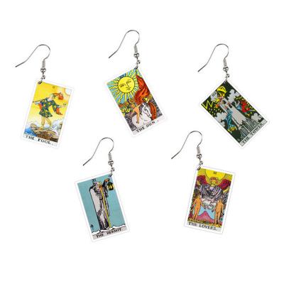 China Acrylic tarot earrings THE SUN LOVES LOVES double sided vintage tarot earrings for sale