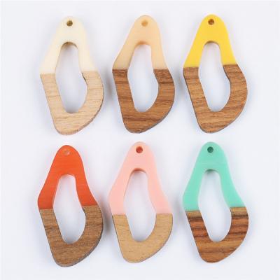 China DIY casual/sporty earrings made from natural wood and resin irregular shape dangling earrings for sale