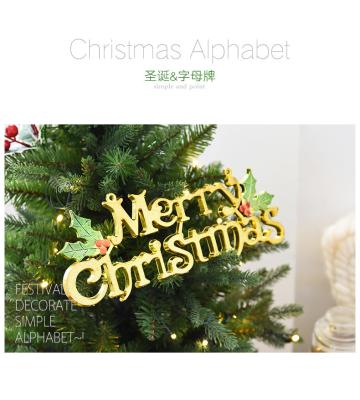 China Christmas Decoration Hanging Christmas Ornament 3D Gold Ribbon Christmas Letter / Alphabet For Decoration In Bluk for sale