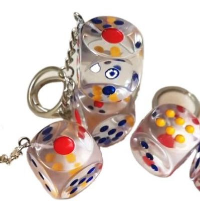 China Promotion Gift Large Size Las Vegas Chrome Oriented Key Chain With Crystal Dice Crystal Ball Key Chain for sale