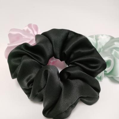 China 22mm Soft Black 100% Silk Hair Scrunchies Elastic Hair Ties Butterfly for sale