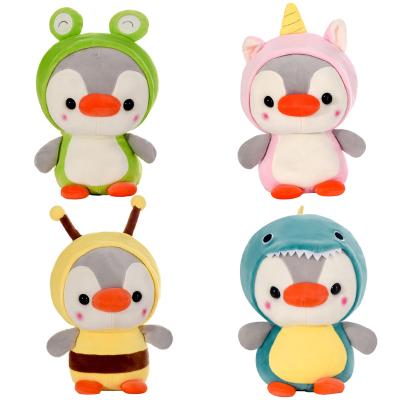 China Portable Super Soft Pure Soft Stuffed Doll Cute Cotton Plush Doll Shaped Colorful Penguin Shaped Doll For Kids Gift for sale