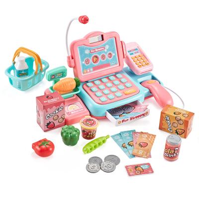 China Sounding Early Educational Preschool Pretend Toy Play House Cashier Simulation Cash Register Supermarket Shopping Toy Set For Kids for sale